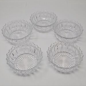 Vintage Set of 5 Clear Paneled Glass Bowls